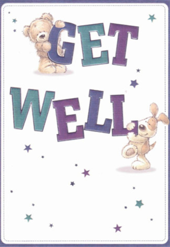 A celebration of healing and support, this charming get well card features an illustrated bear and puppy whose joyful company conjures fond memories of shared afternoons in Abbotts Park. Playful stars-each one a glimmer of good wishes-twinkle around them, floating gently through the soft, open space of the card, against a calming pale background. The typography is exuberant, with bold, hand-painted letterforms in sunlit purples and tranquil aquas that ground the scene in optimism. The bear's plush, comforting fur and the puppy's velvety, inviting ears add a tactile sense, evoking the comforting embrace of a freshly delivered bouquet from a Leyton florist. You can almost feel their supportive presence as they hold and balance the letters together, a partnership that mirrors the caring bonds fostered on Grove Green Road. Envision pairing this card with a bouquet of seasonal flowers-the combined effect a radiant burst of cheer designed to lift the spirits of loved ones near or far. The whole composition radiates sincere positivity and heartfelt encouragement, making it the perfect keepsake for anyone in Leyton needing a gentle reminder of community care.
