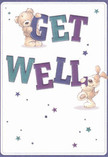 This get well card exudes warmth and gentle joy, featuring two endearing characters-a teddy bear and a puppy-who seem to leap from the card, their playful energy echoing the vibrant streets of Leyton. Both are joyfully engaged, supporting bright, colorful letters spelling 'Get Well' in rich shades of indigo and teal, their forms outlined with painterly strokes. Around them, tiny stars in hues of blue and lilac twinkle like streetlights after dusk, enveloping the scene in hope. The creamy white backdrop bathes everything in clarity, inviting the eye to rest and the mind to feel soothed. The bear's soft, textured fur and the puppy's plush ears are illustrated with detail so vivid, their embrace feels nearly real-like the comforting touch of a fresh bouquet arranged by hands that know exactly how to nurture. This card is more than just an illustration; it carries an essence of kindness and care, perfect for sending gentle strength and cheer to a loved one anywhere in Leyton, offering a little piece of comfort to brighten their recovery journey.